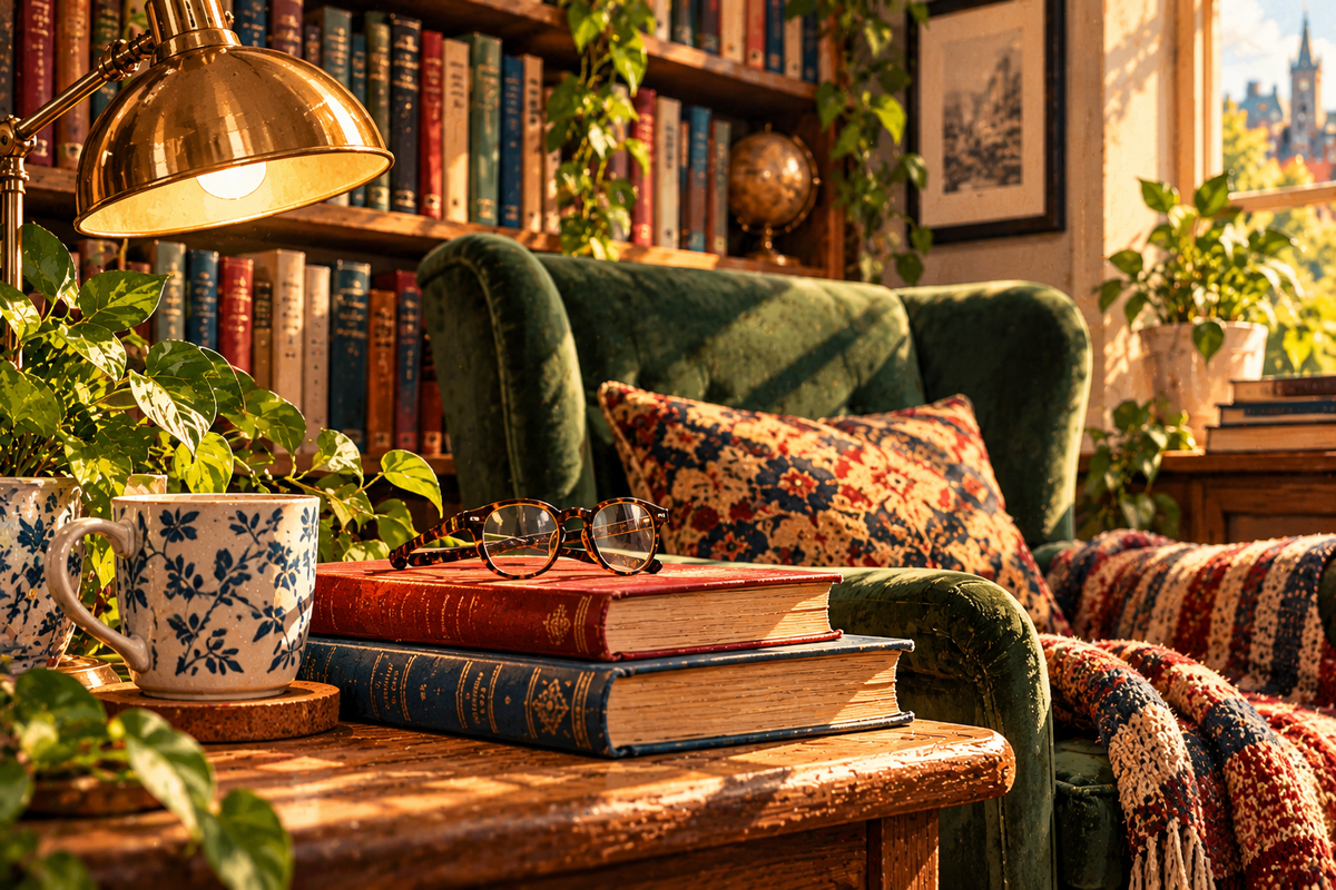 Themed Prints Books collection editorial illustration, vintage painterly close-up