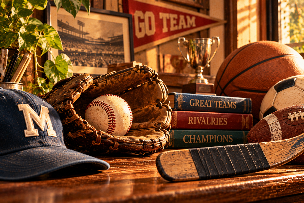 Themed Prints Sports collection editorial illustration, vintage painterly close-up